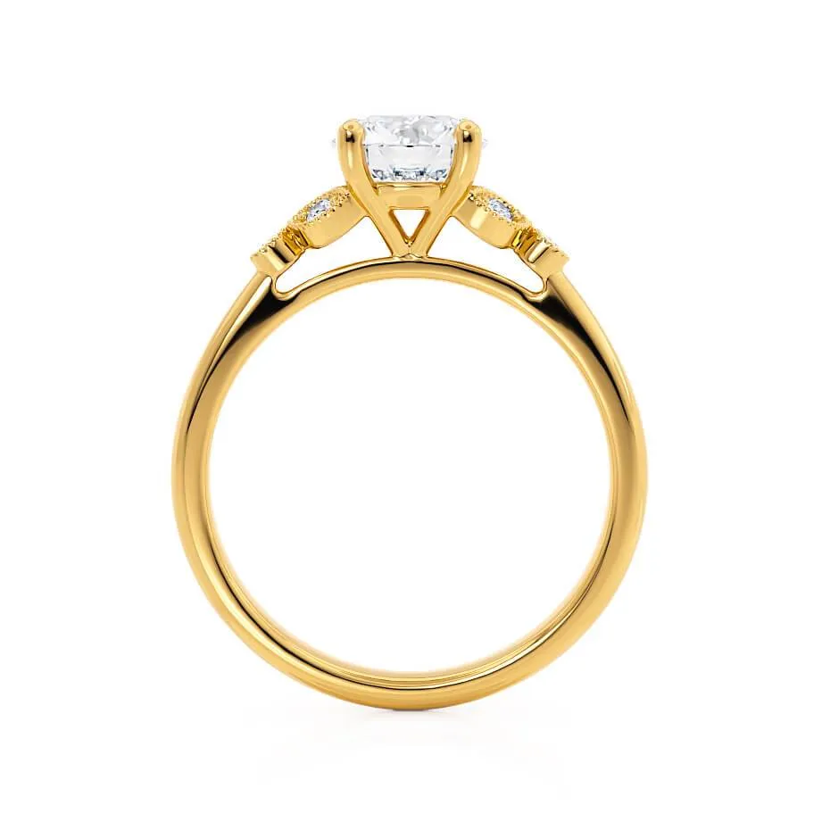 DELILAH - Round Lab Diamond 18k Yellow Gold Shoulder Set Ring