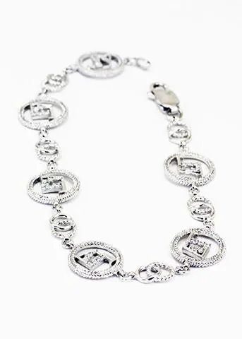 Delta Gamma Sterling Silver Bracelet with Simulated Diamonds