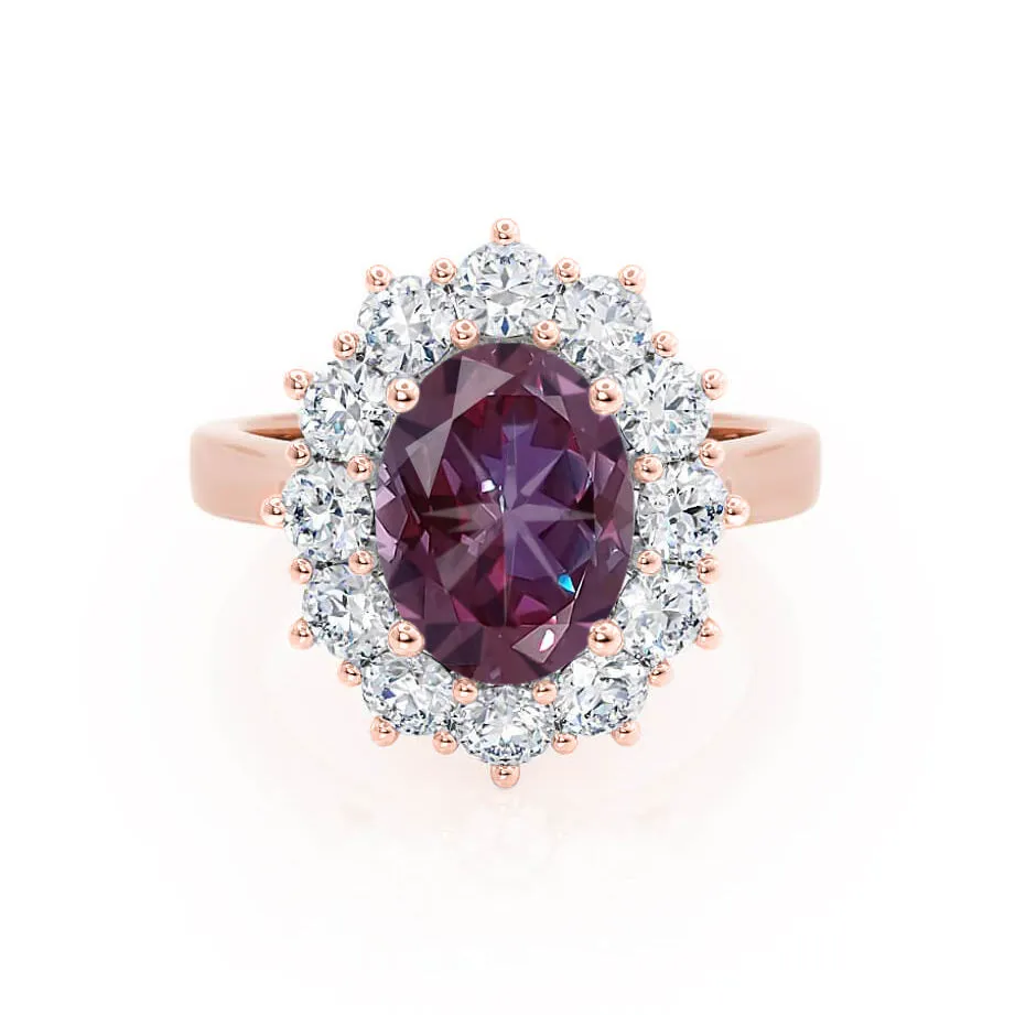 DIANA - Chatham® Alexandrite & Lab Diamond 18k Rose Gold