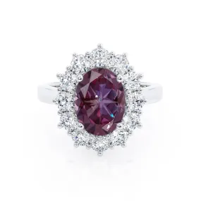 DIANA - Chatham® Alexandrite & Lab Diamond 18k White Gold Halo