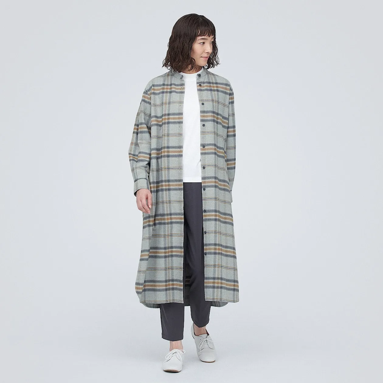 Double Brushed Flannel Stand Collar Dress