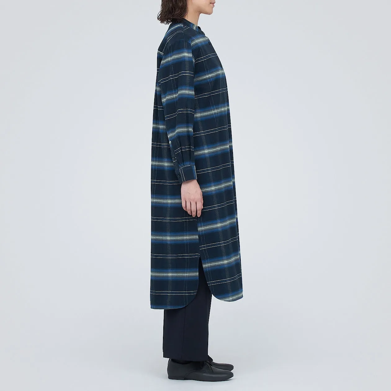 Double Brushed Flannel Stand Collar Dress