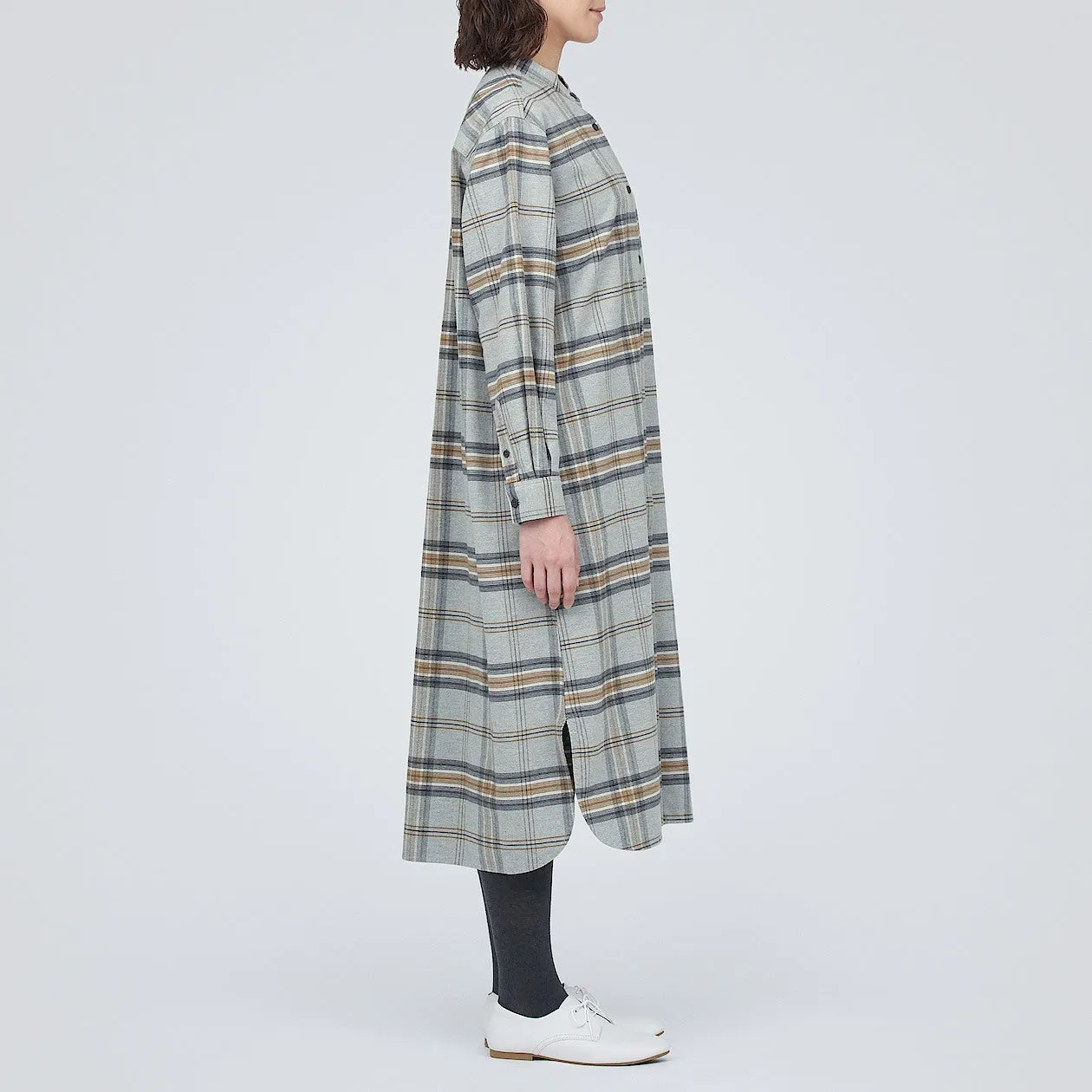 Double Brushed Flannel Stand Collar Dress