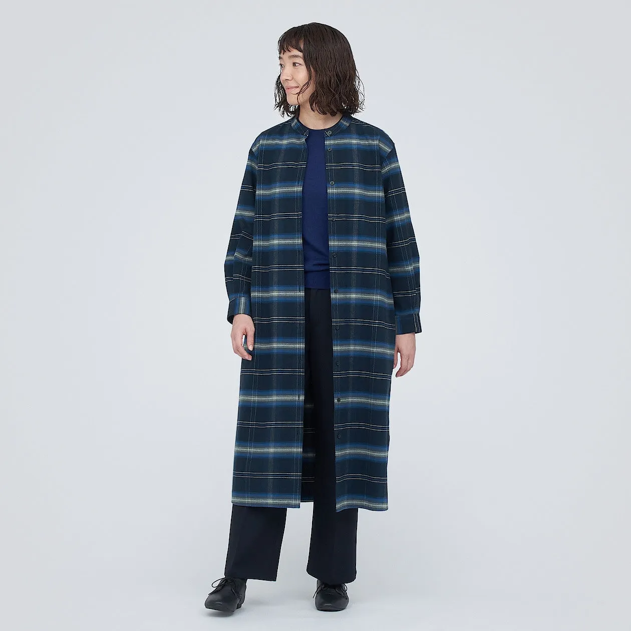 Double Brushed Flannel Stand Collar Dress