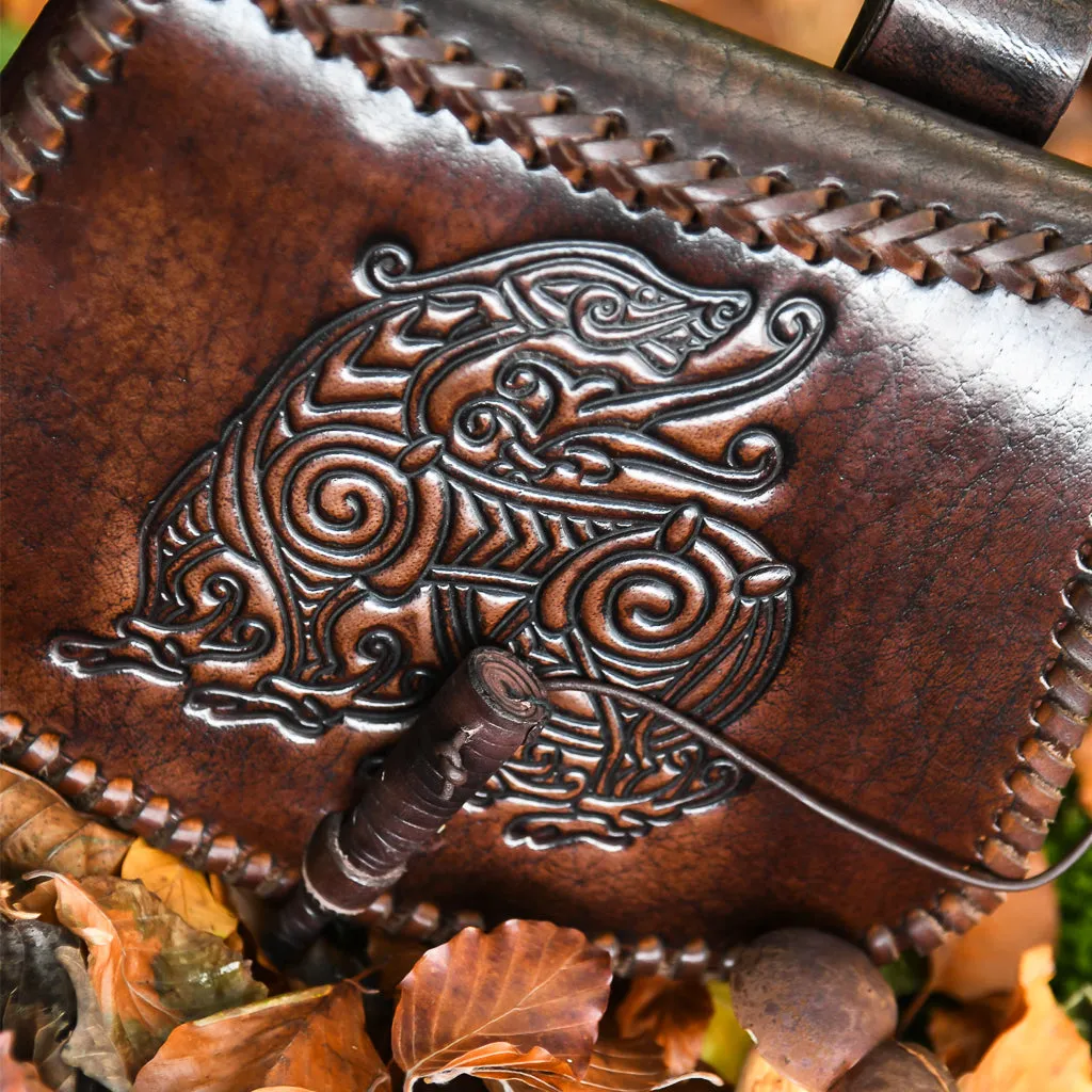 Dragon Brown Leather Pouch