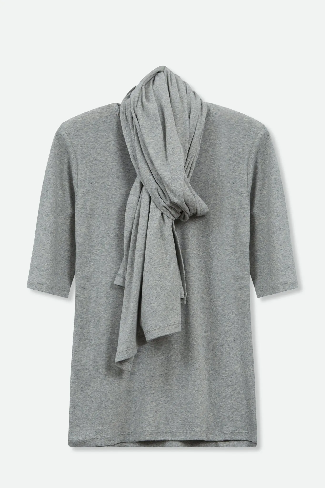 ELBOW SLEEVE CREW IN HEATHERED PIMA COTTON