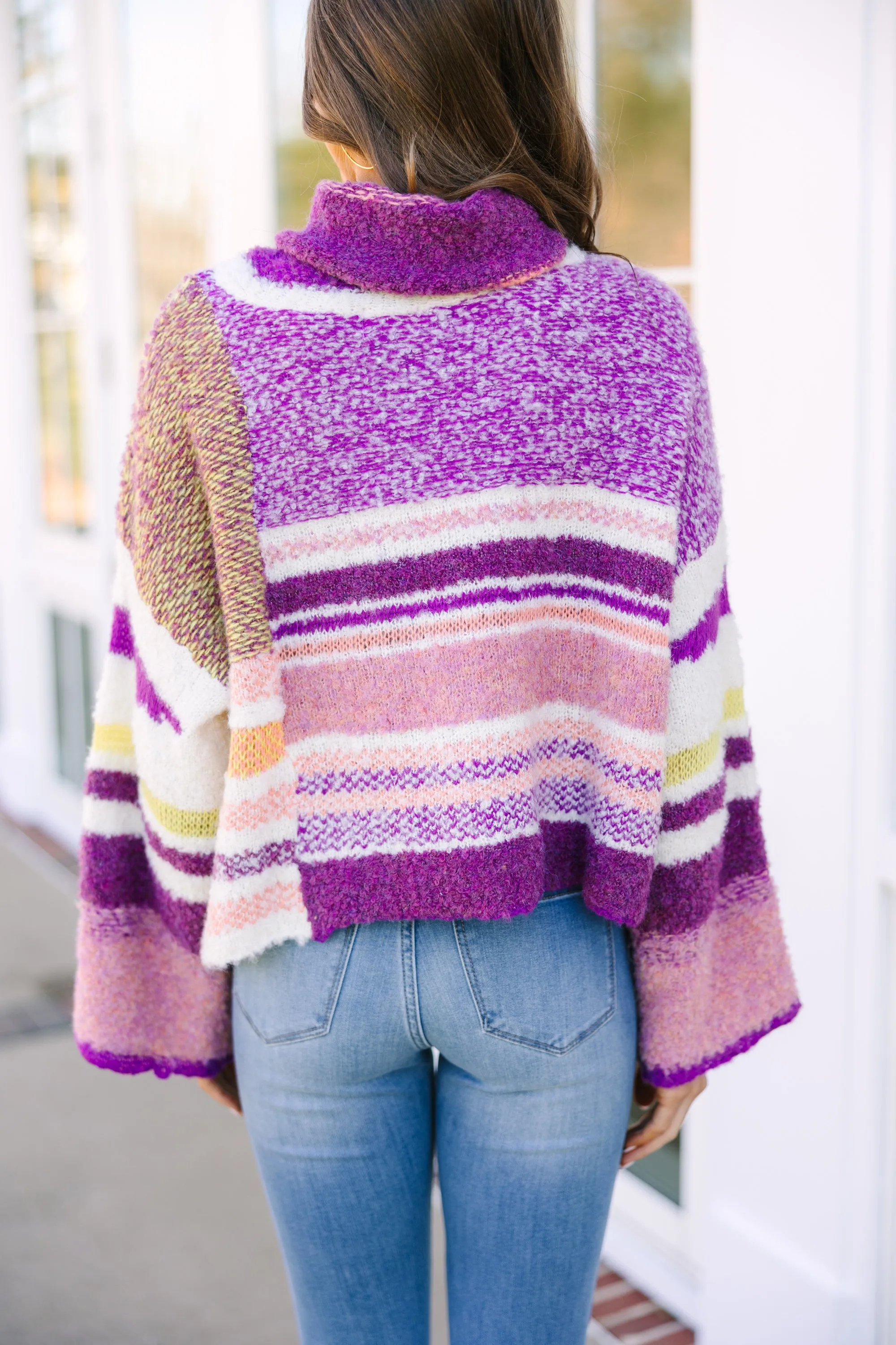 Fate: You're The One Mulberry Purple Striped Sweater