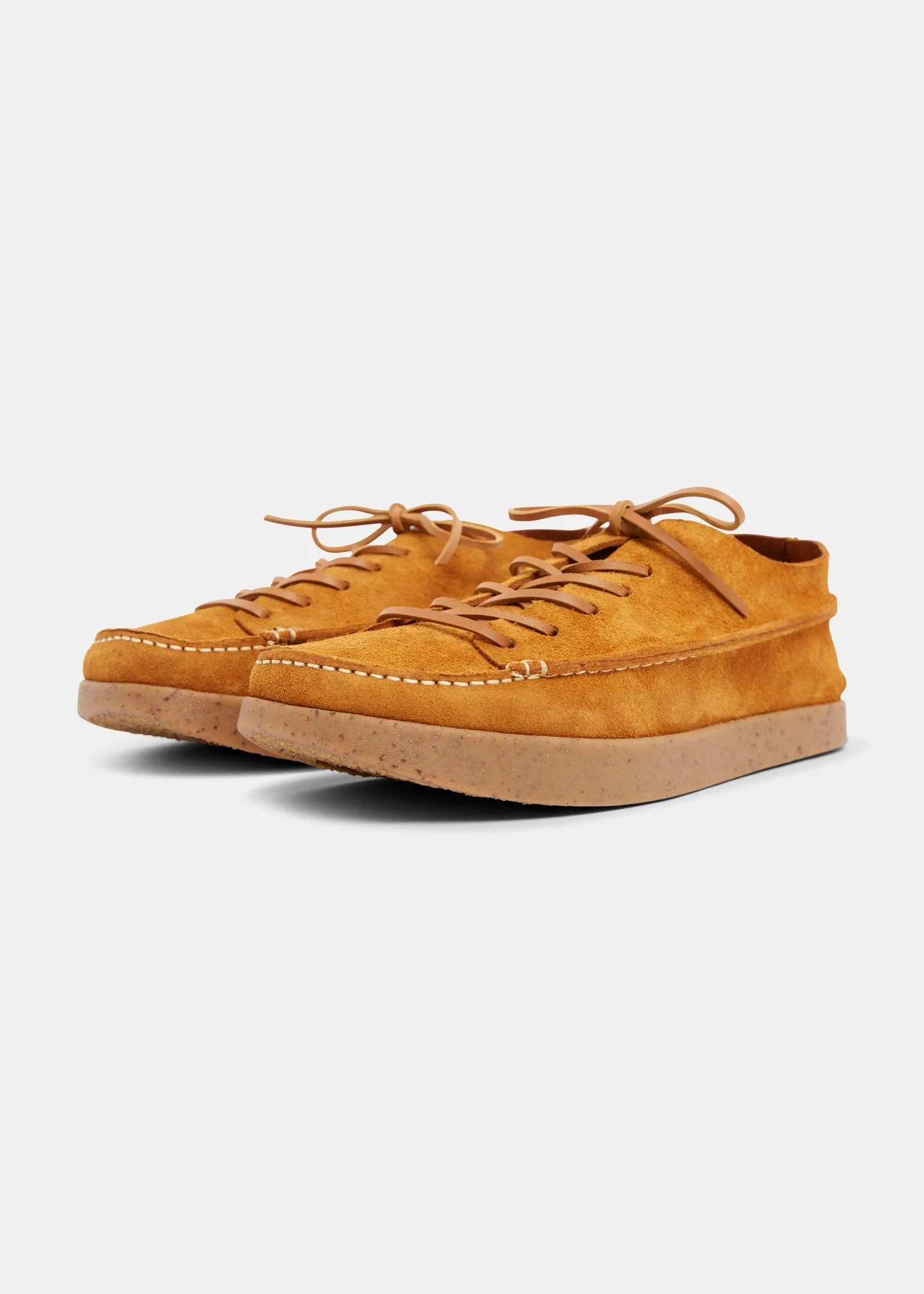 Finn Reverse Lace Up Shoe On Negative Heel - Chestnut Brown