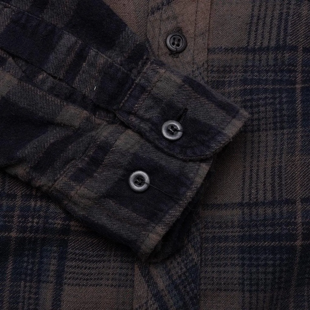 Flannel Shirt 7 Cuts Shirt Over Dye  - Brown