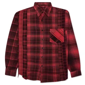 Flannel Shirt 7 Cuts Shirt Over Dye - Red