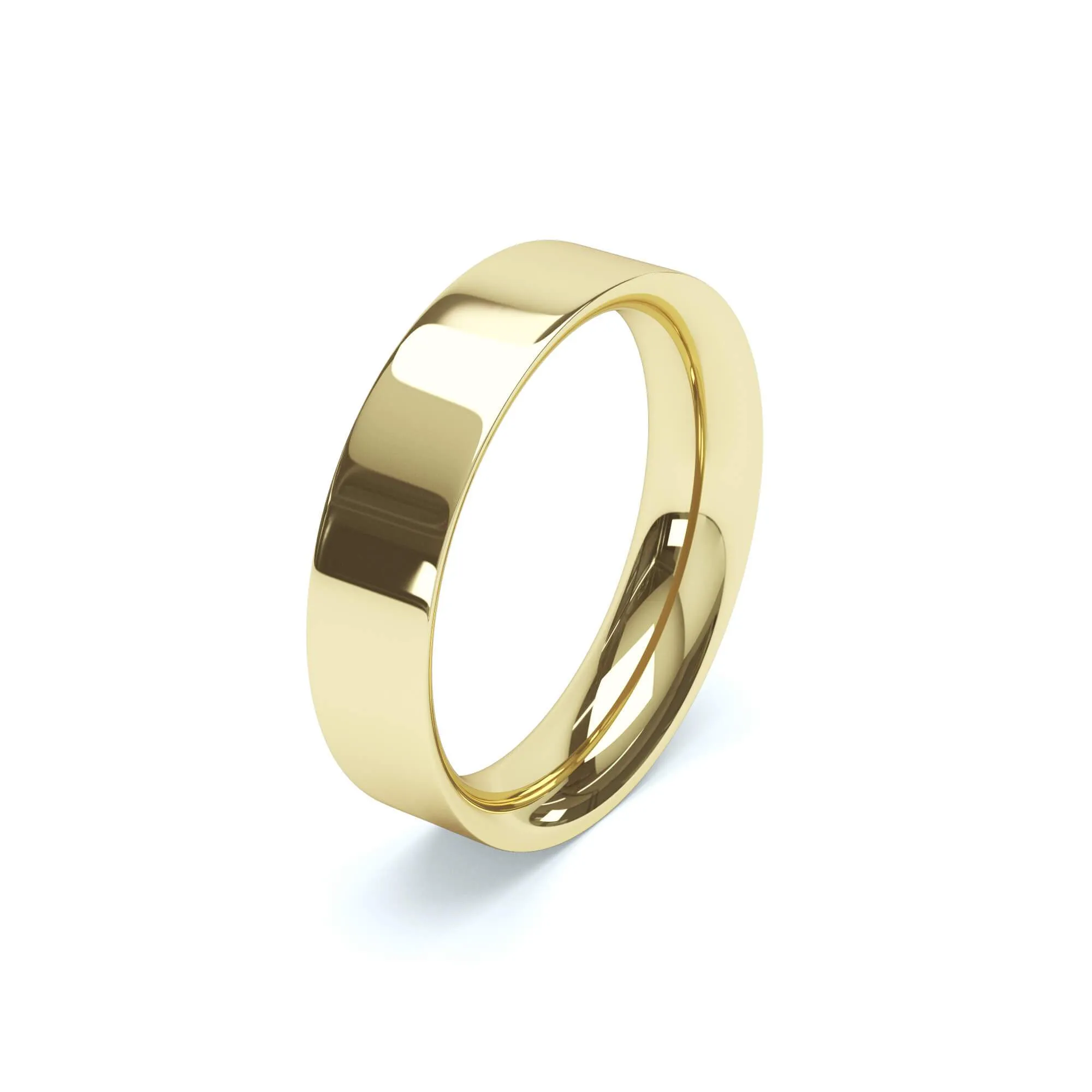 - Flat Court Profile Wedding Ring 18k Yellow Gold