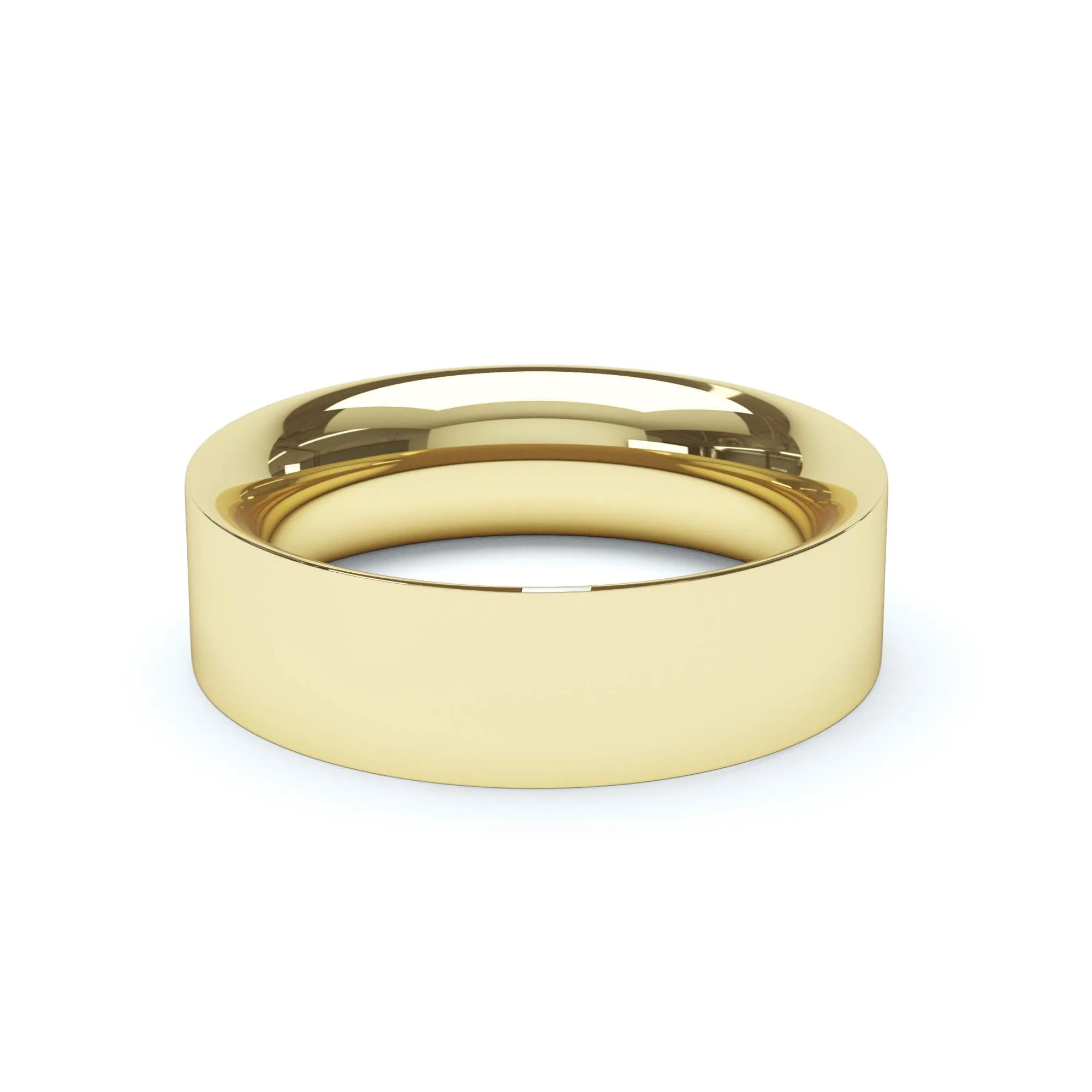 - Flat Court Profile Wedding Ring 18k Yellow Gold