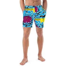 Floral Fun: Men's Dahlia Print 002 Swim Trunks