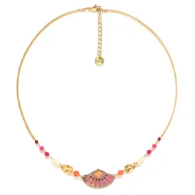 Franck Herval - YOKO looped bead necklace   enamel shell