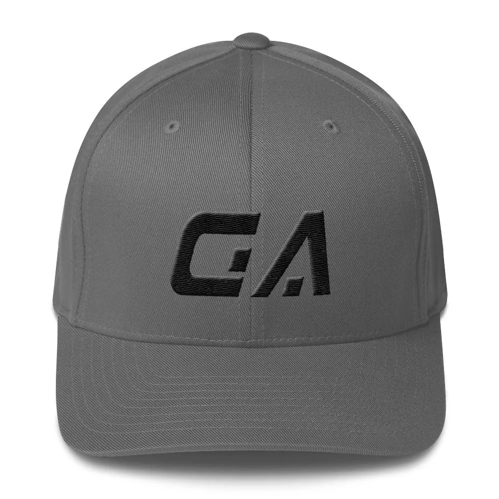 Georgia - Structured Twill Cap - Black Embroidery - GA - Many Hat Color Options Available