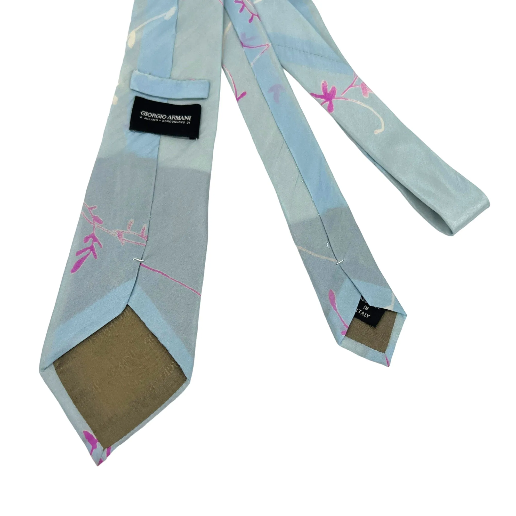 GIORGIO ARMANI Print Silk Tie - Light Blue