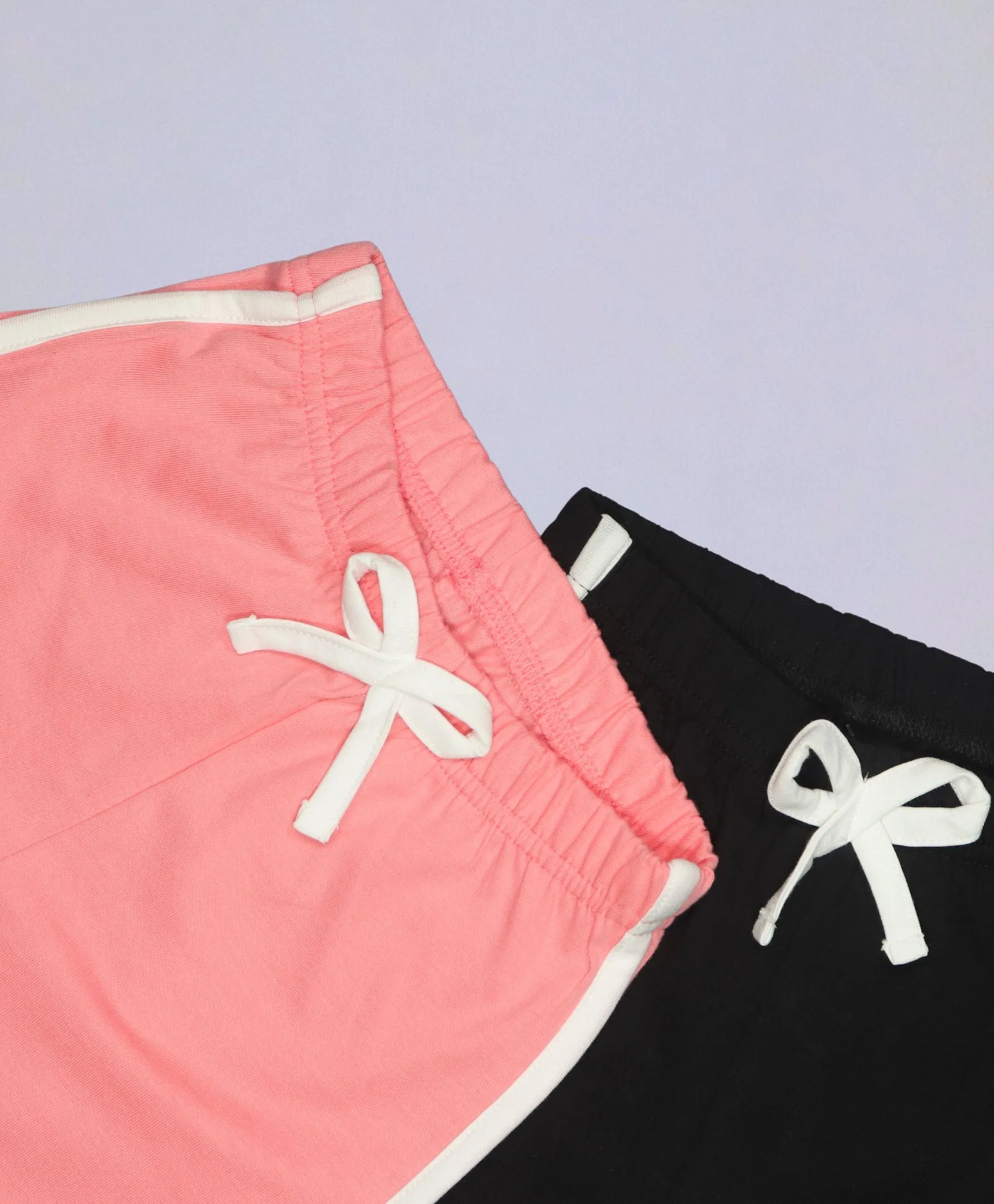 Girls Black & Pink Binding Shorts - Pack of 2