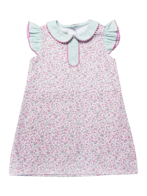 Girls Floral A line Pique Dress