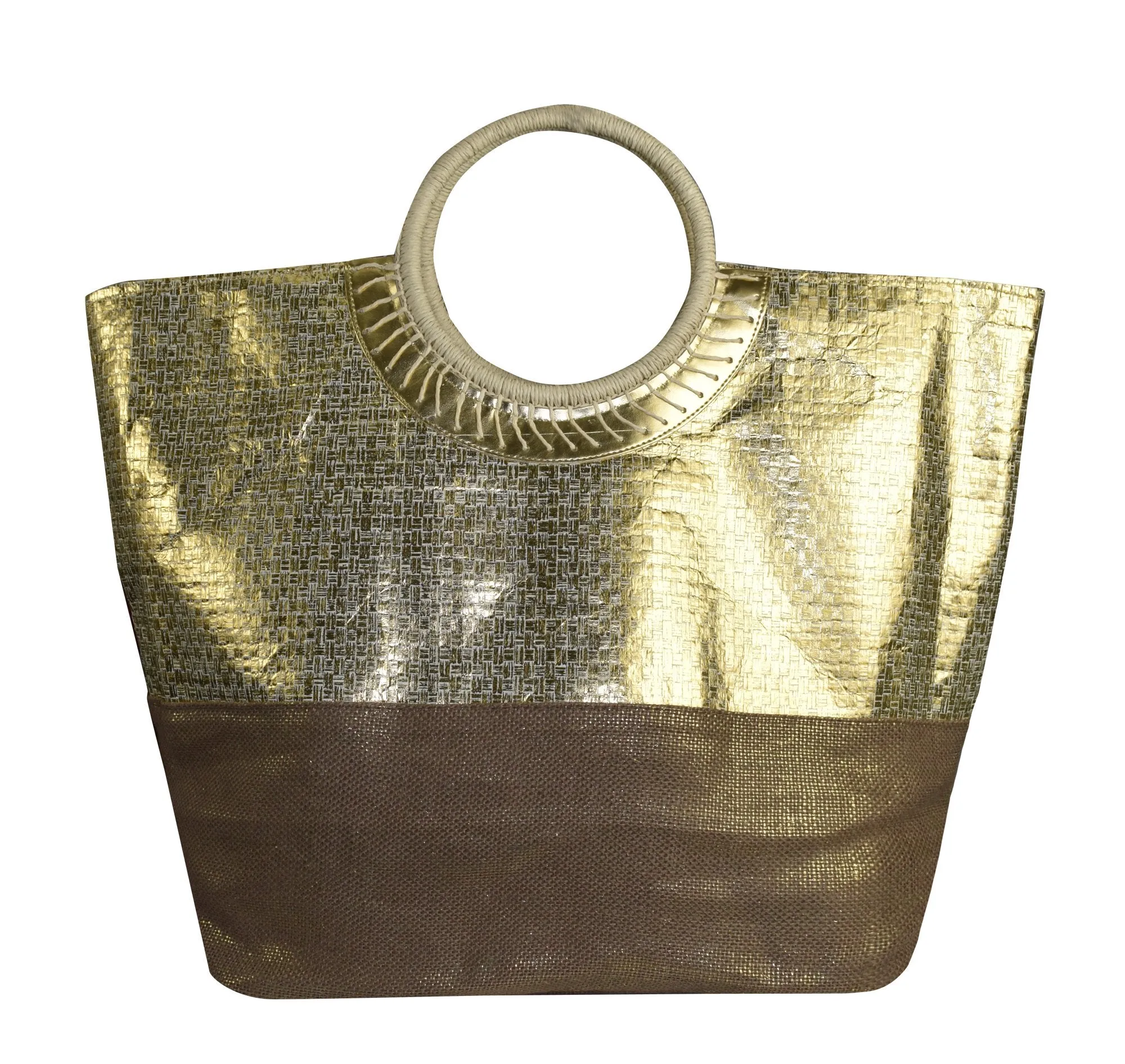 Gold Weave Large Travel Tote Hobo Handbags Shoulder Bags