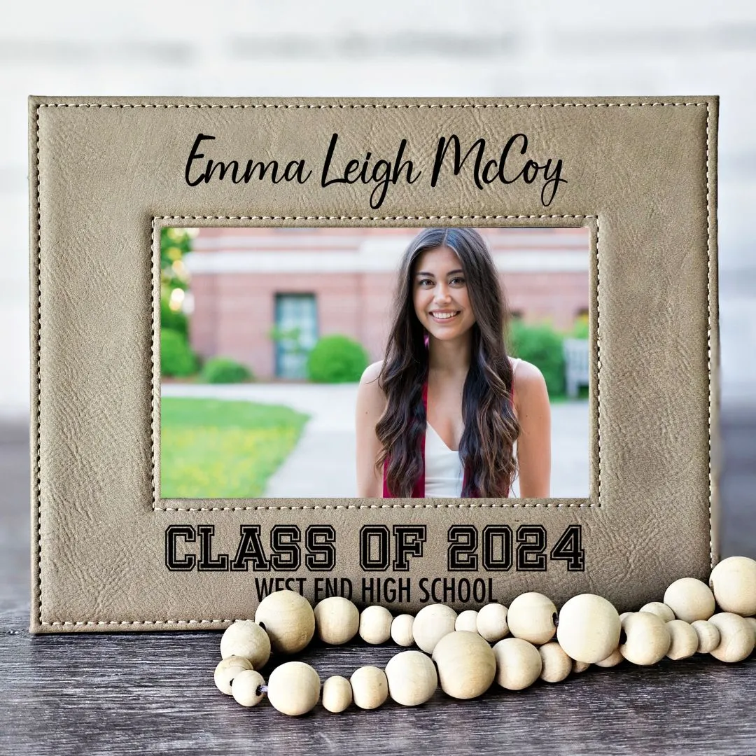 Graduation Picture Frame Engraved Light Brown/Black | Class of 2024 Graduation Gift