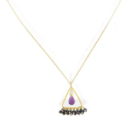 Handmade Gold Plated Silver Necklace With Amethyst & Spinels