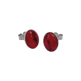 Heathergems Oval Stud Silver Earrings (SE18)