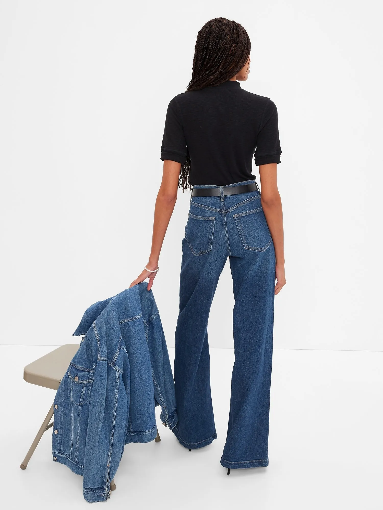 High Rise Stride Wide-Leg Jeans with Washwell