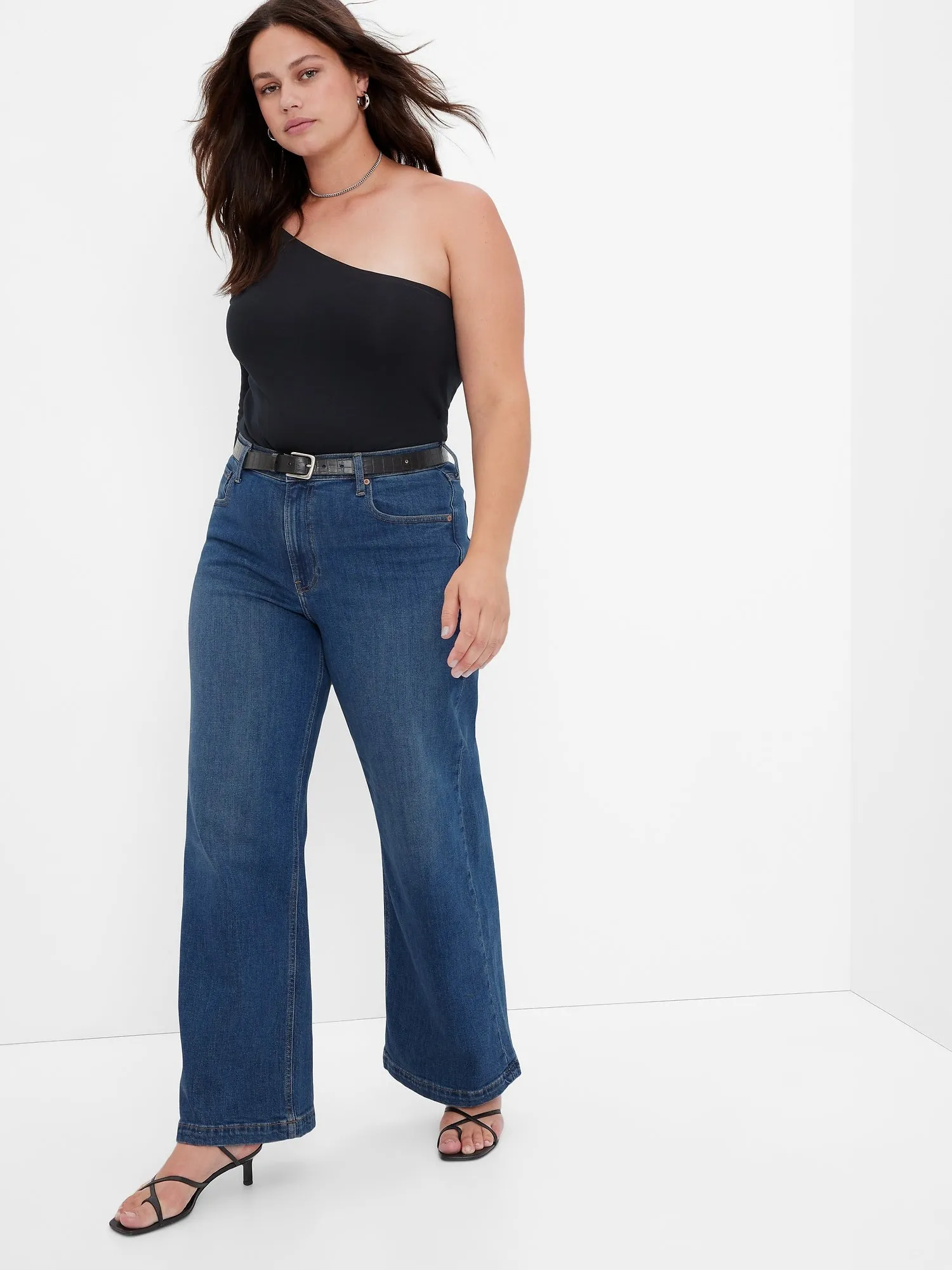 High Rise Stride Wide-Leg Jeans with Washwell