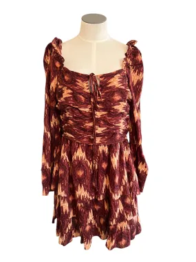 House of Harlow 1960 Size L Burgundy Ikat Print Dress