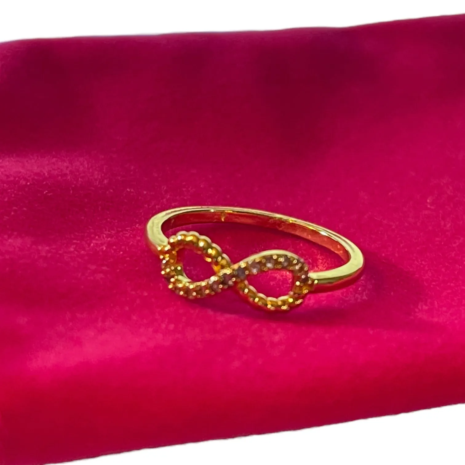 Infinity Diamond CZ Petite Gold Ring Size 6