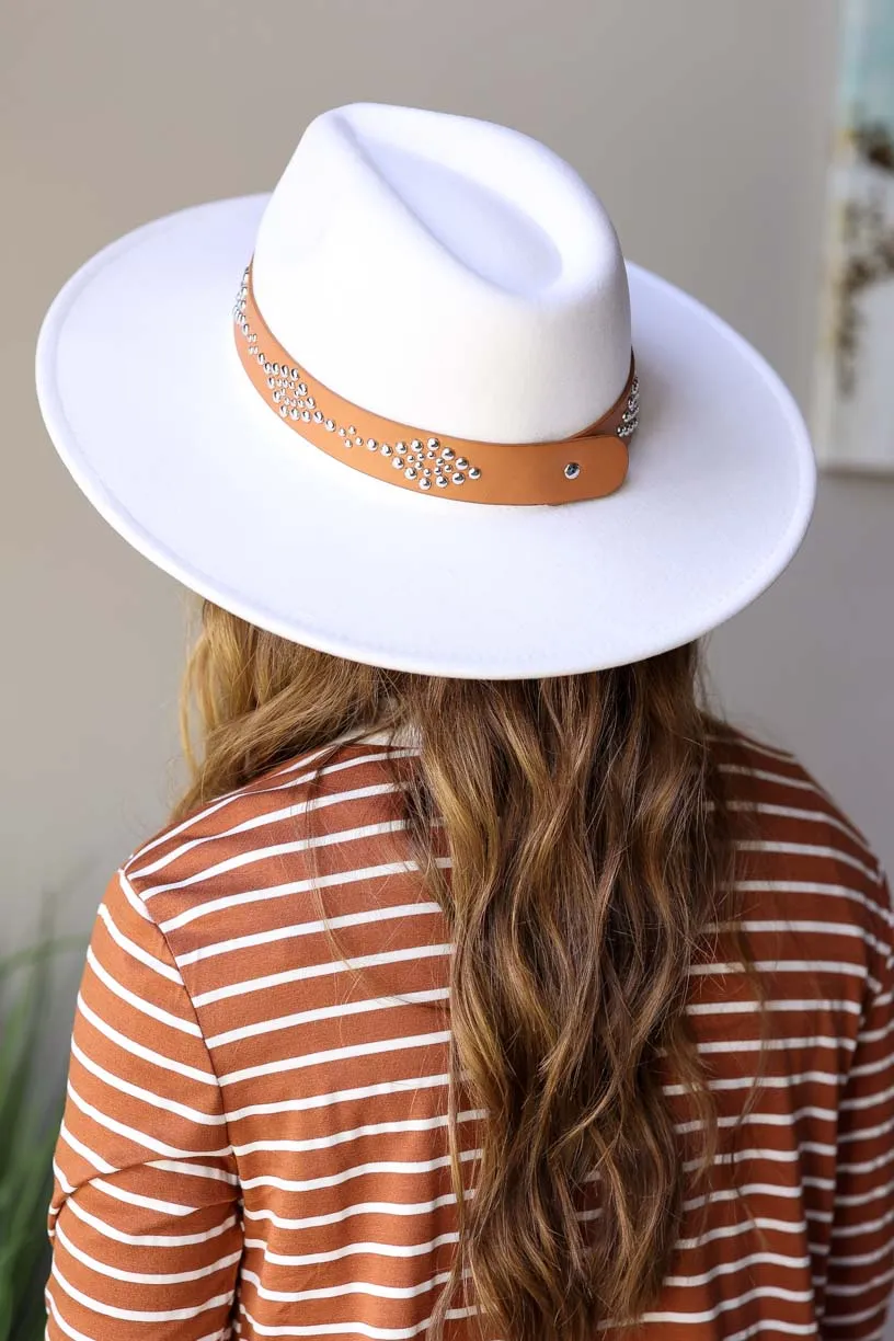 Ivory Studded Wide Brim Panama Hat