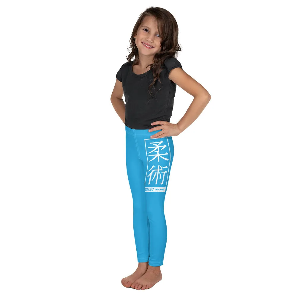 Kids' Girls Yoga Pants Workout Leggings Jiu-Jitsu 005 - Cyan