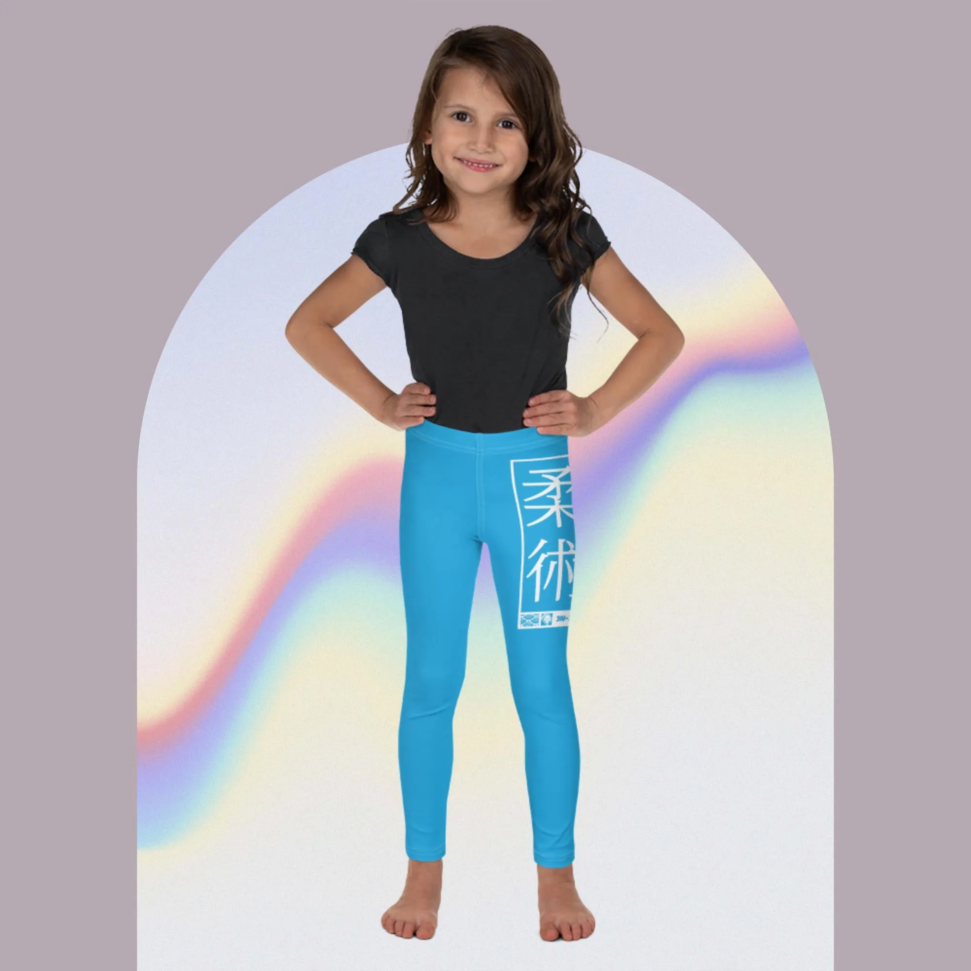 Kids' Girls Yoga Pants Workout Leggings Jiu-Jitsu 005 - Cyan