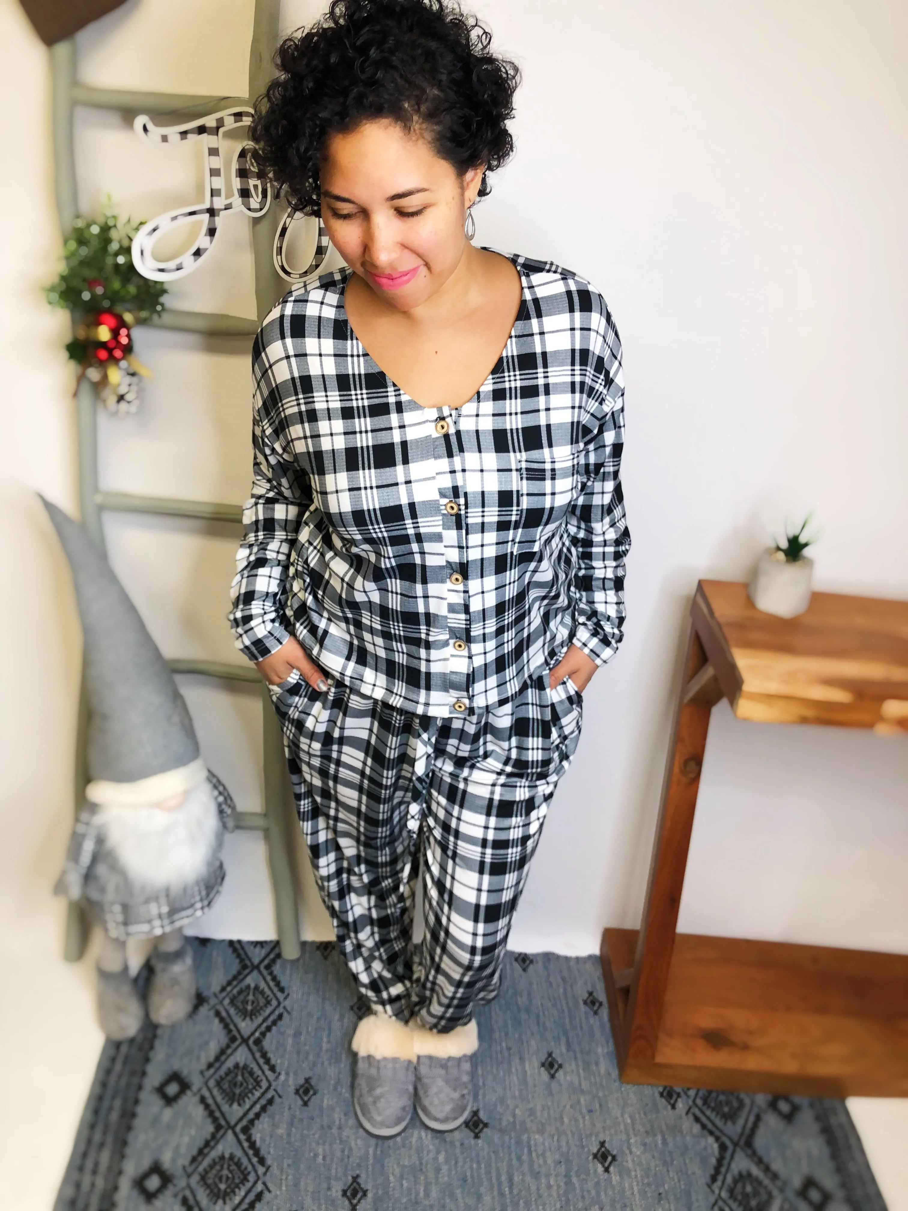 #L523 The Perfect Plaid Match Set (White/Black)