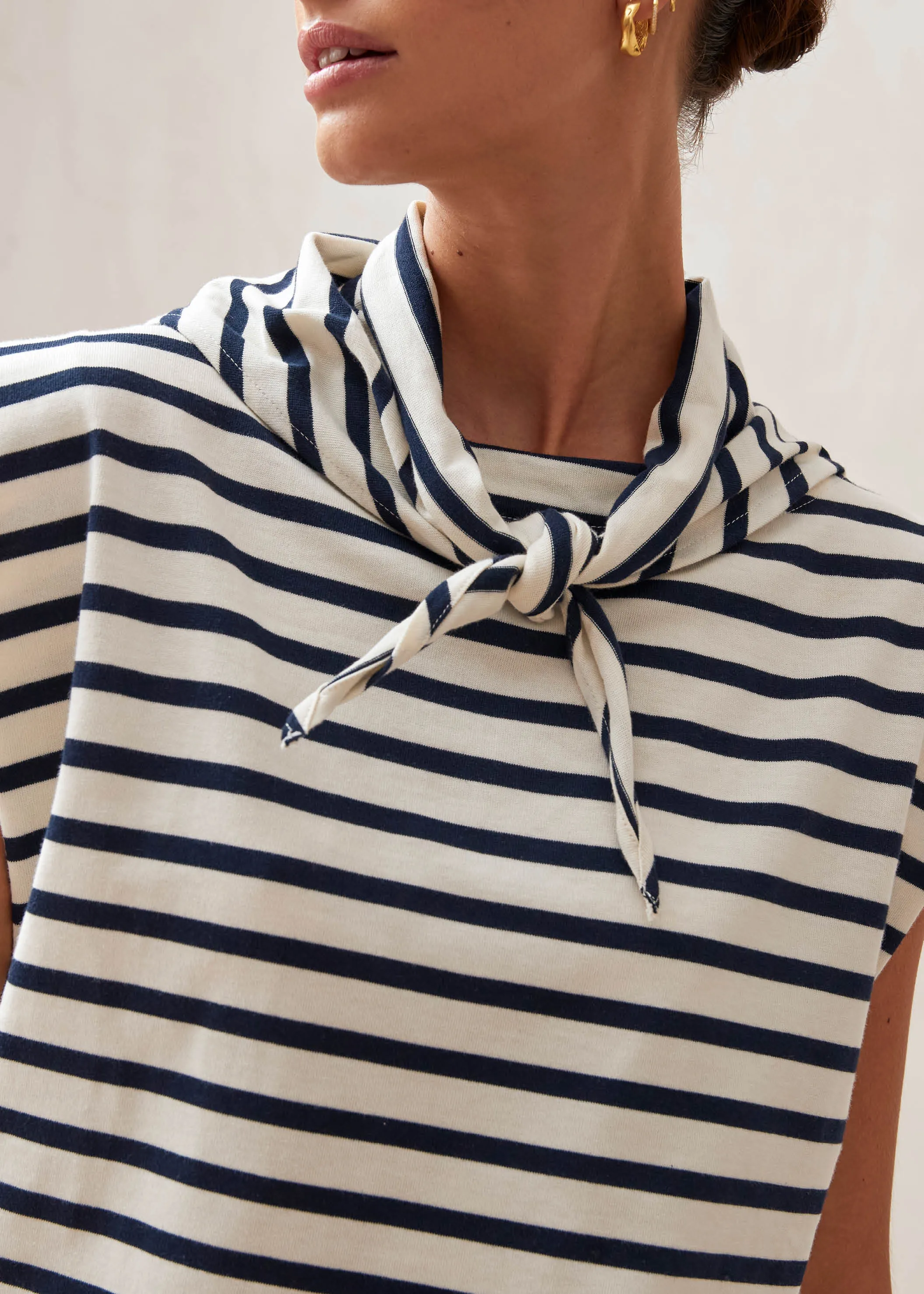 Laurent Stripes Navy And Cream Tshirt