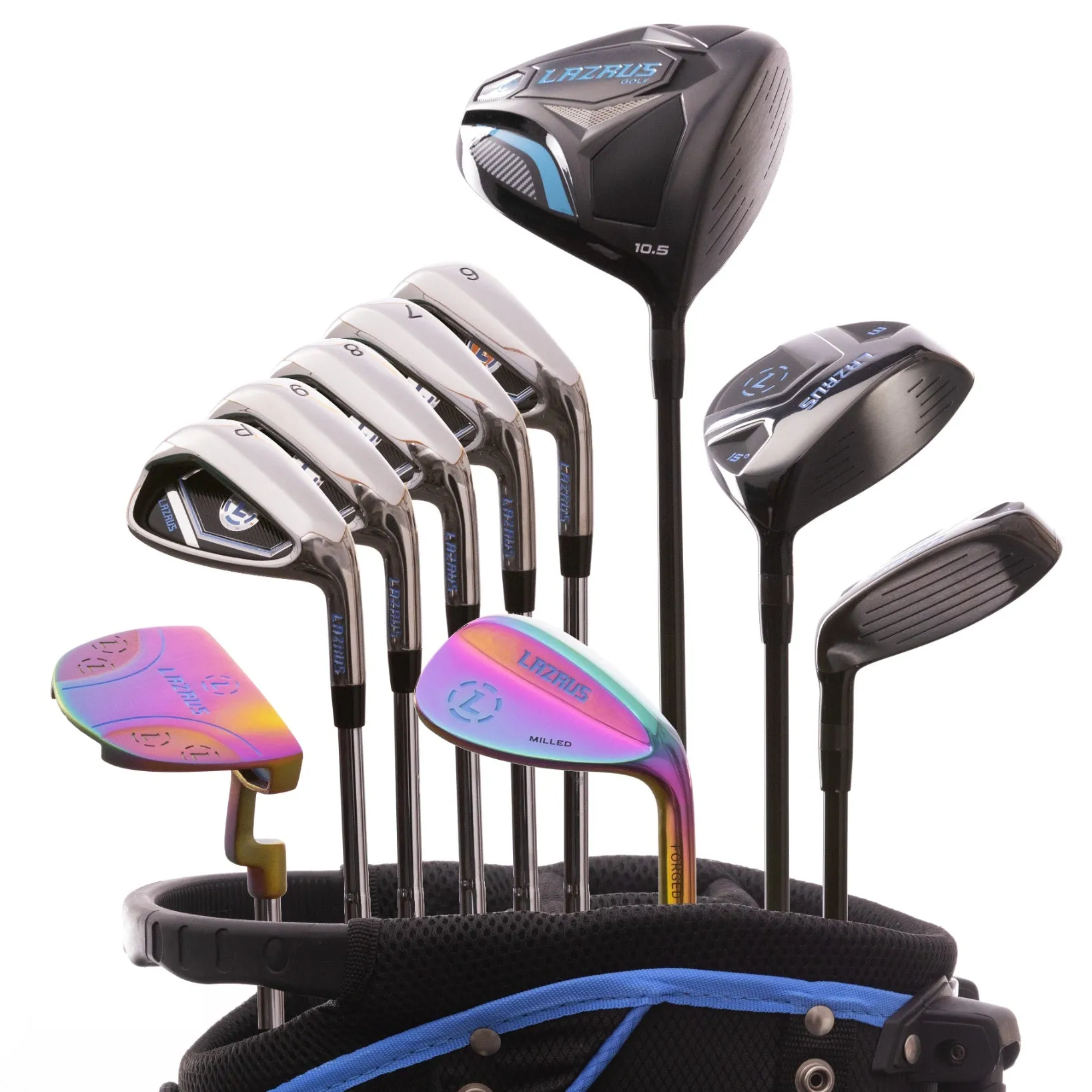 Lazrus Golf 11 pc Set - Driver, 3W, 4H, 6-PW Irons, 56° Wedge, Putter & Bag