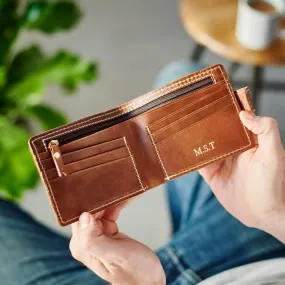 Leather Wallet with Internal Zip Section