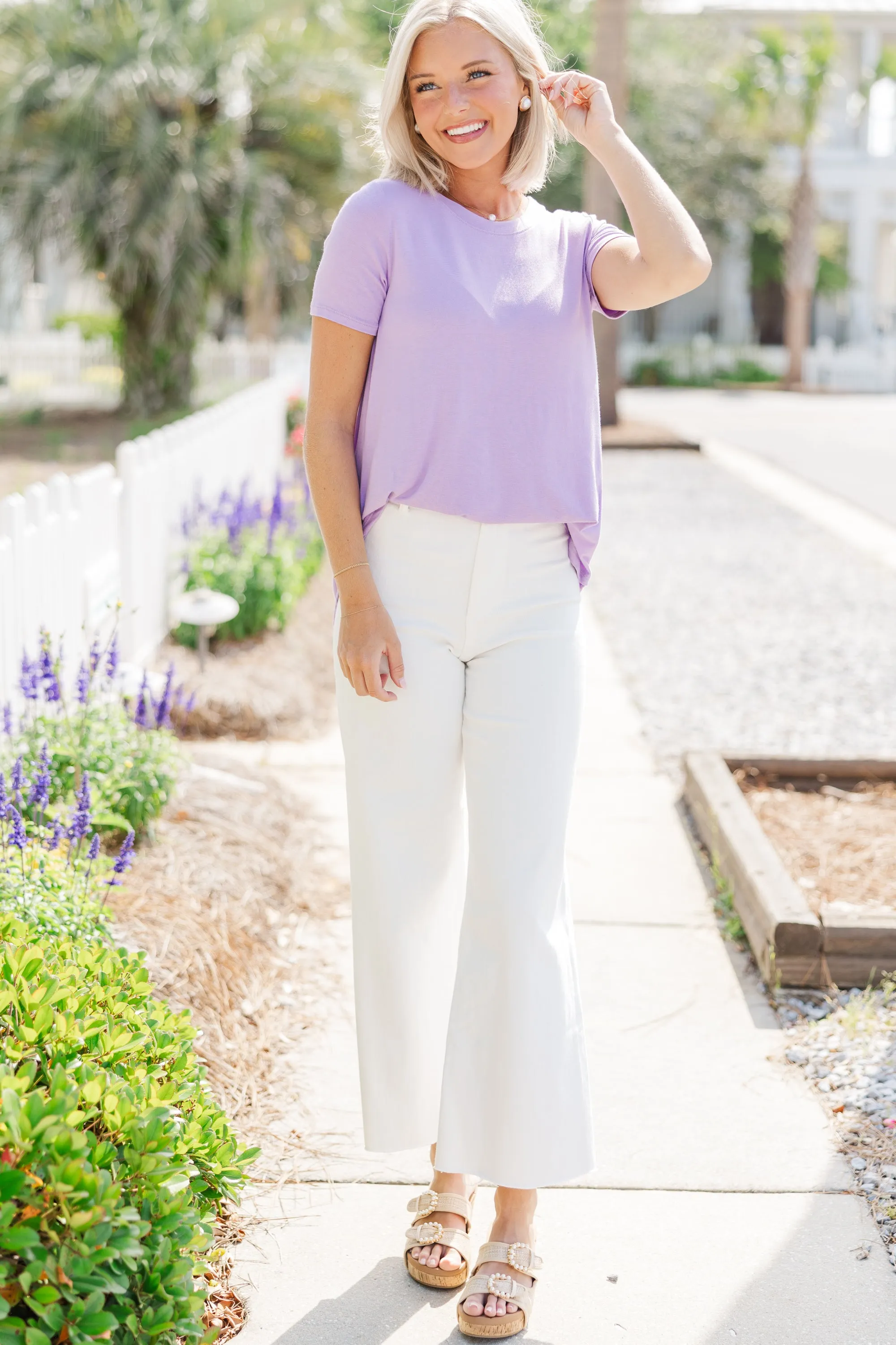 Let's Meet Later Lavender Purple Top