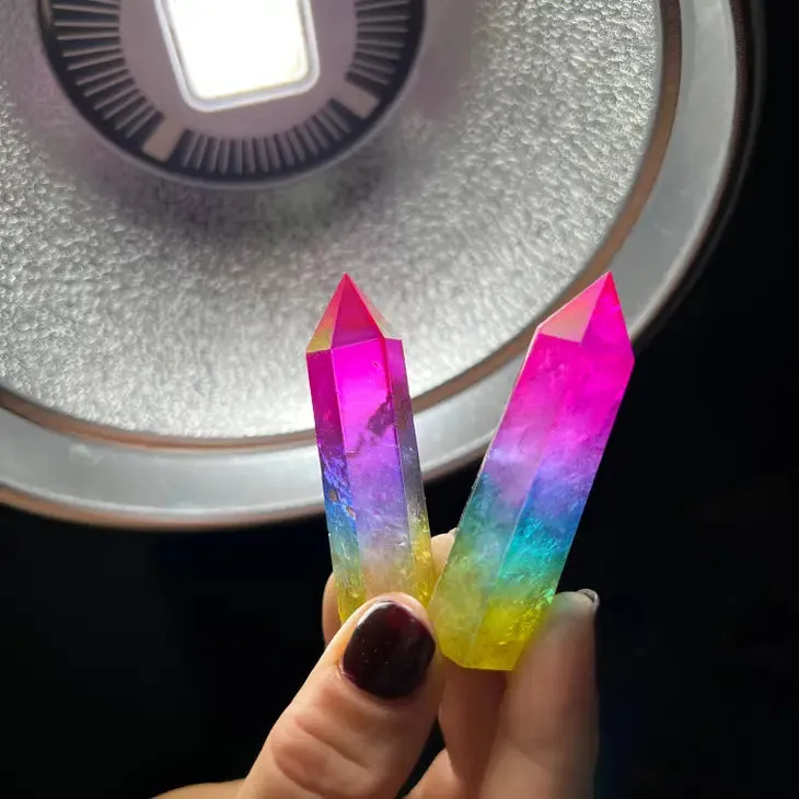 Limited Edition Rainbow Aura Quartz Crystal Point Tower