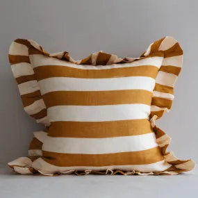 Linen Pillow Cover - Ochre Stripe