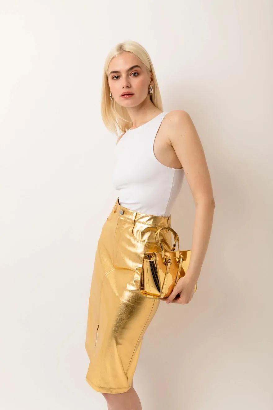 Lupe Metallic Pencil Skirt