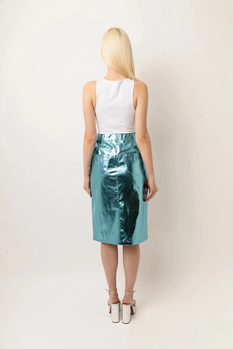 Lupe Metallic Pencil Skirt