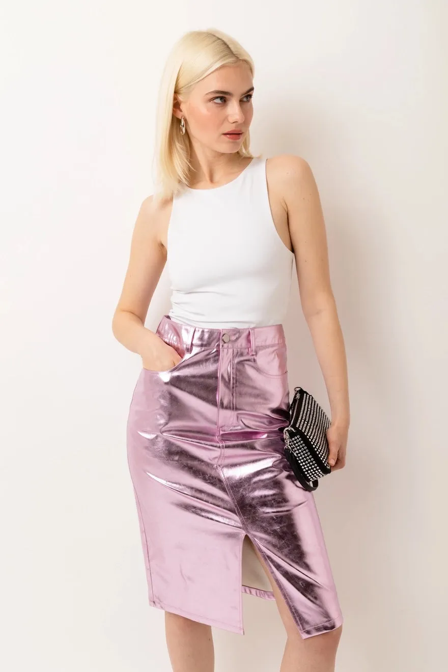 Lupe Metallic Pencil Skirt