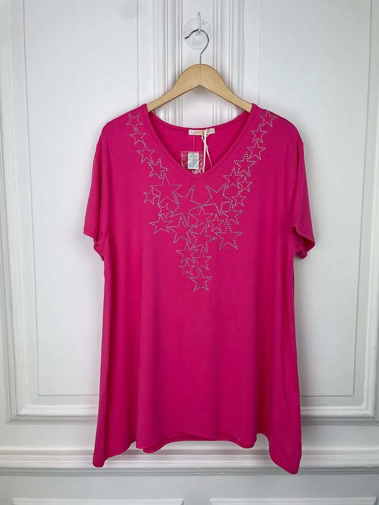 Malissa J Star Studded Swing Tee - Hot Pink