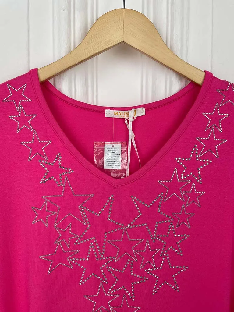 Malissa J Star Studded Swing Tee - Hot Pink