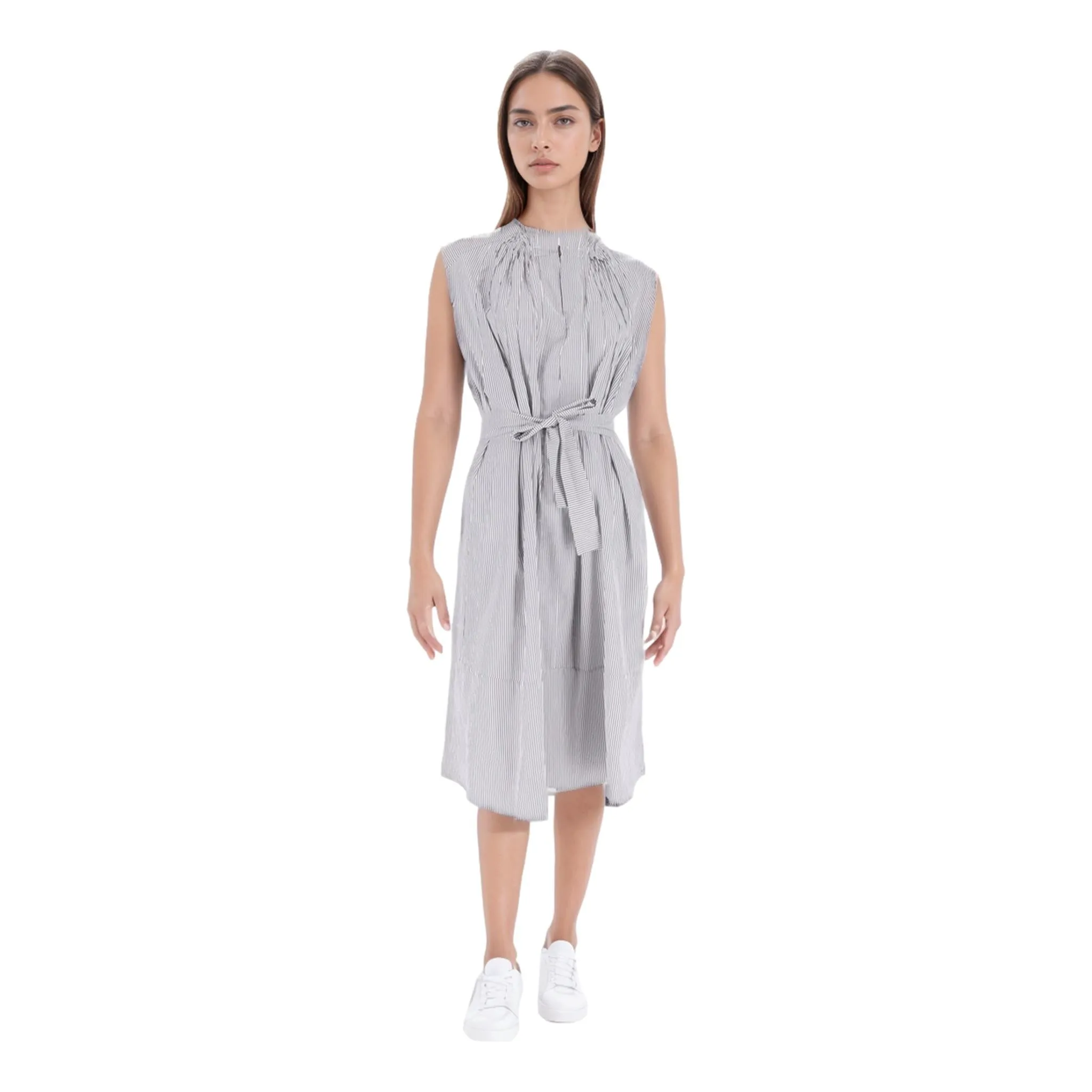 Marni Pinstripe Belted Cotton Dress. Size 42IT