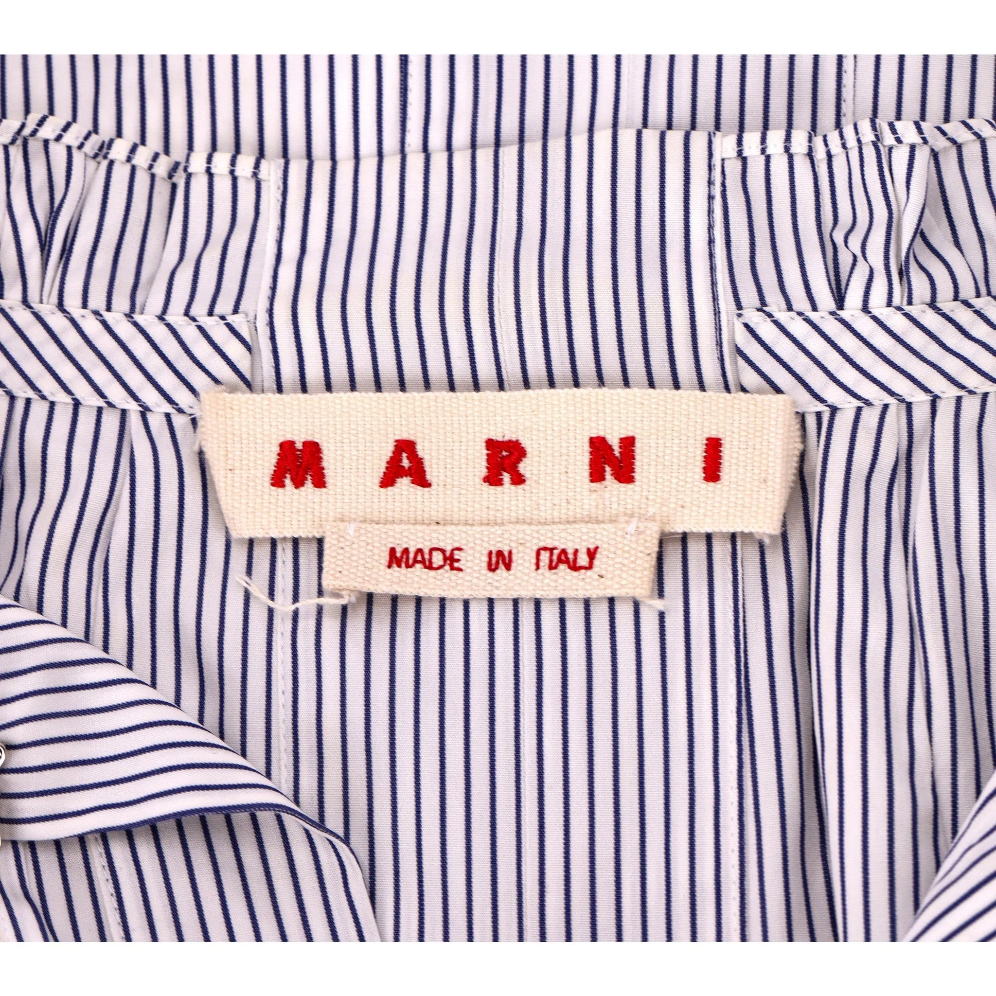 Marni Pinstripe Belted Cotton Dress. Size 42IT