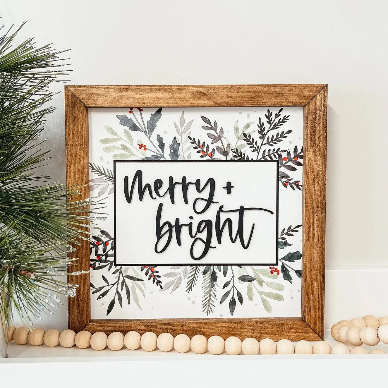 Merry   Bright 3D Framed Wood Sign (SALE)