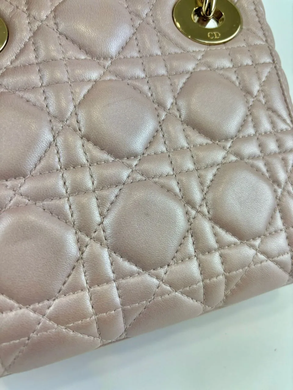 Mini Lady Dior Lotus Pearlescent Cannage Lambskin LGHW