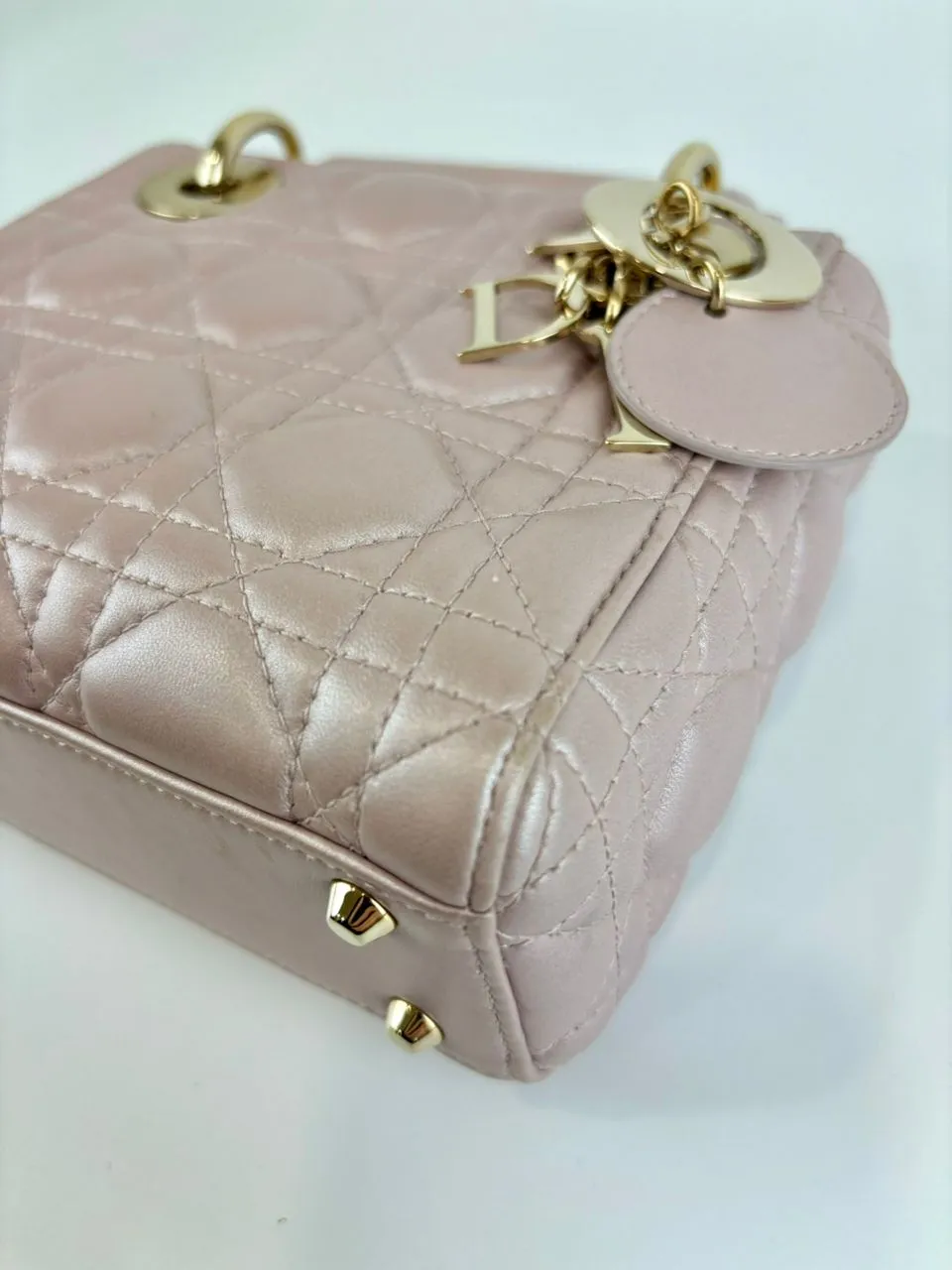 Mini Lady Dior Lotus Pearlescent Cannage Lambskin LGHW